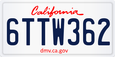 CA license plate 6TTW362