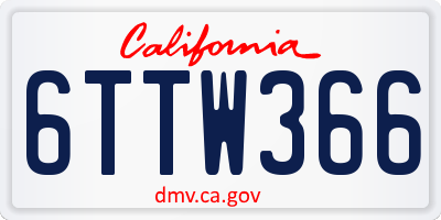 CA license plate 6TTW366