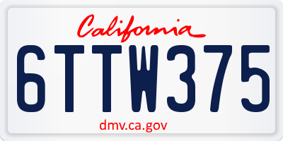 CA license plate 6TTW375