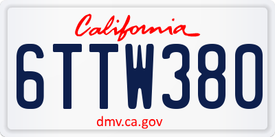 CA license plate 6TTW380