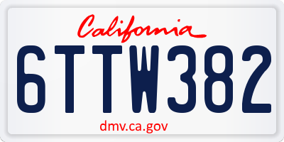 CA license plate 6TTW382
