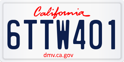 CA license plate 6TTW401