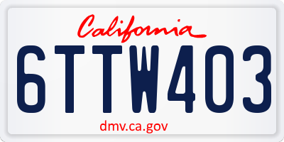 CA license plate 6TTW403