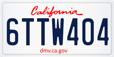 CA license plate 6TTW404