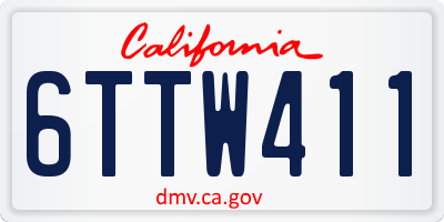 CA license plate 6TTW411