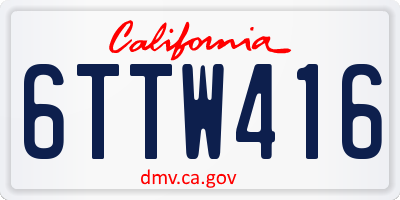 CA license plate 6TTW416