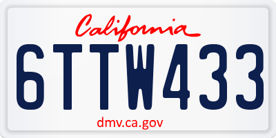 CA license plate 6TTW433