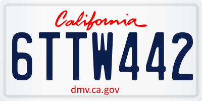 CA license plate 6TTW442