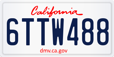 CA license plate 6TTW488