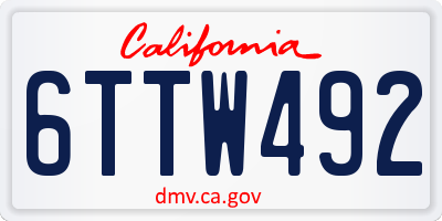 CA license plate 6TTW492