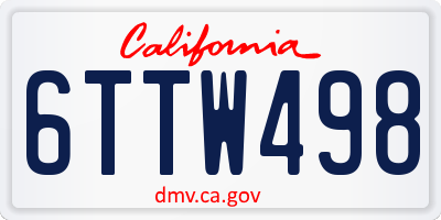 CA license plate 6TTW498