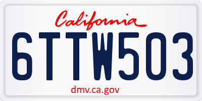 CA license plate 6TTW503