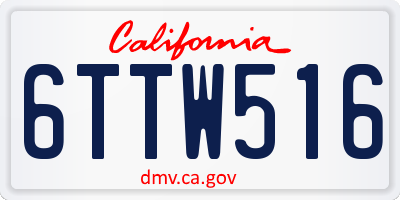 CA license plate 6TTW516