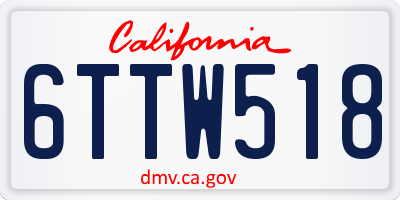 CA license plate 6TTW518