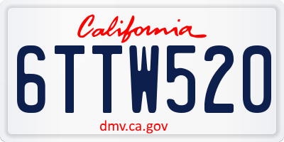 CA license plate 6TTW520