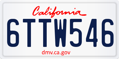 CA license plate 6TTW546