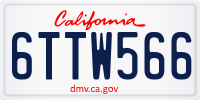 CA license plate 6TTW566