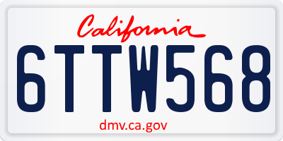 CA license plate 6TTW568