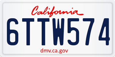 CA license plate 6TTW574
