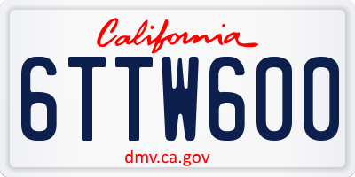 CA license plate 6TTW600