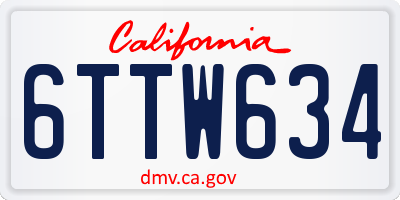 CA license plate 6TTW634