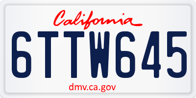 CA license plate 6TTW645