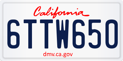 CA license plate 6TTW650