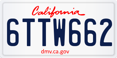 CA license plate 6TTW662