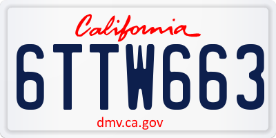 CA license plate 6TTW663