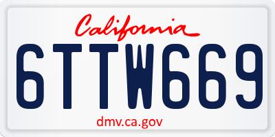 CA license plate 6TTW669