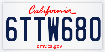 CA license plate 6TTW680