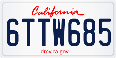 CA license plate 6TTW685