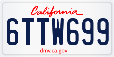 CA license plate 6TTW699