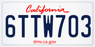 CA license plate 6TTW703