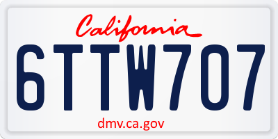 CA license plate 6TTW707