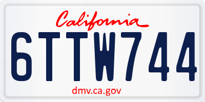 CA license plate 6TTW744