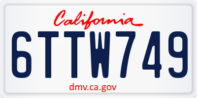 CA license plate 6TTW749