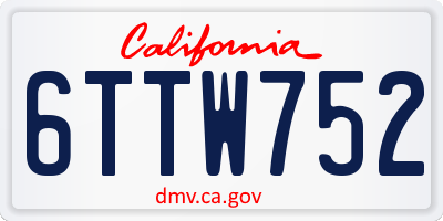 CA license plate 6TTW752
