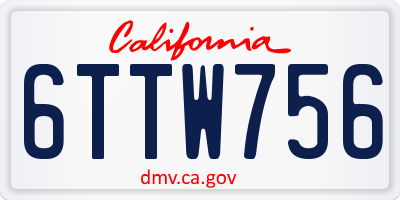 CA license plate 6TTW756