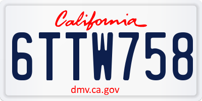 CA license plate 6TTW758