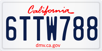 CA license plate 6TTW788