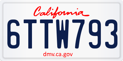 CA license plate 6TTW793