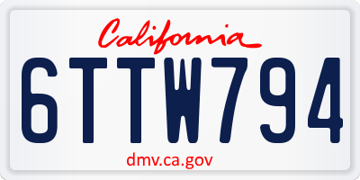 CA license plate 6TTW794
