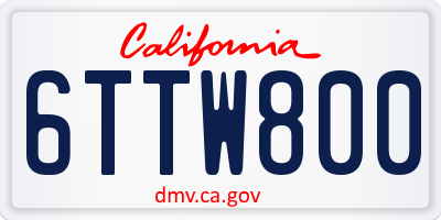 CA license plate 6TTW800