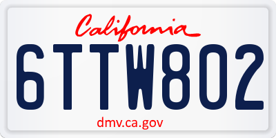 CA license plate 6TTW802