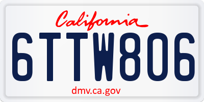 CA license plate 6TTW806