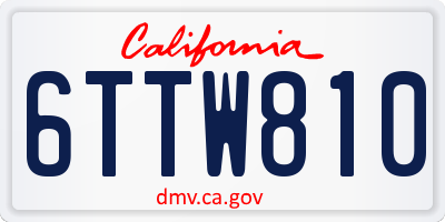 CA license plate 6TTW810