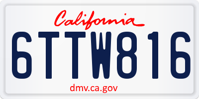 CA license plate 6TTW816