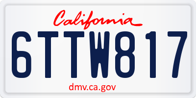 CA license plate 6TTW817