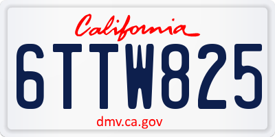 CA license plate 6TTW825